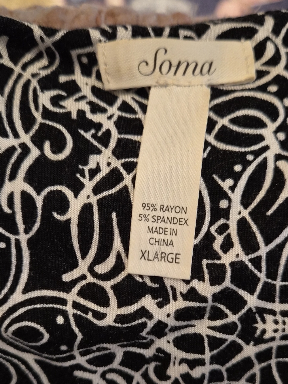 Soma Black and White Printed Mini Dress, Low Cut Front. - Picture 2 of 5